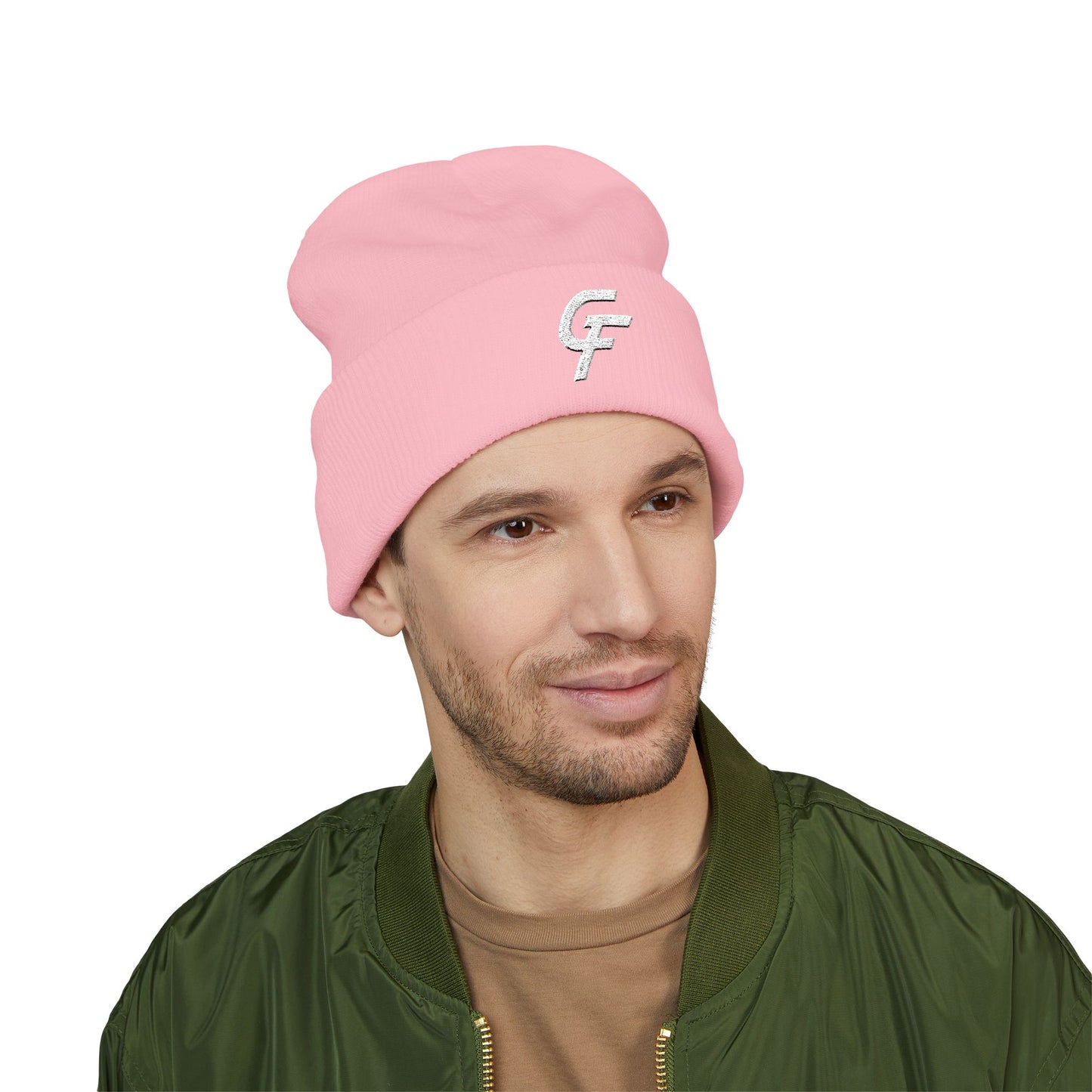 Embroidered Cuffed Beanie — Minimal CF Logo Knit Hat