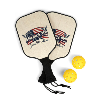 Pickleball Paddle Set – “America 250 Gone Floridian” Patriotic Pickleball Kit (2 Paddles + Balls)