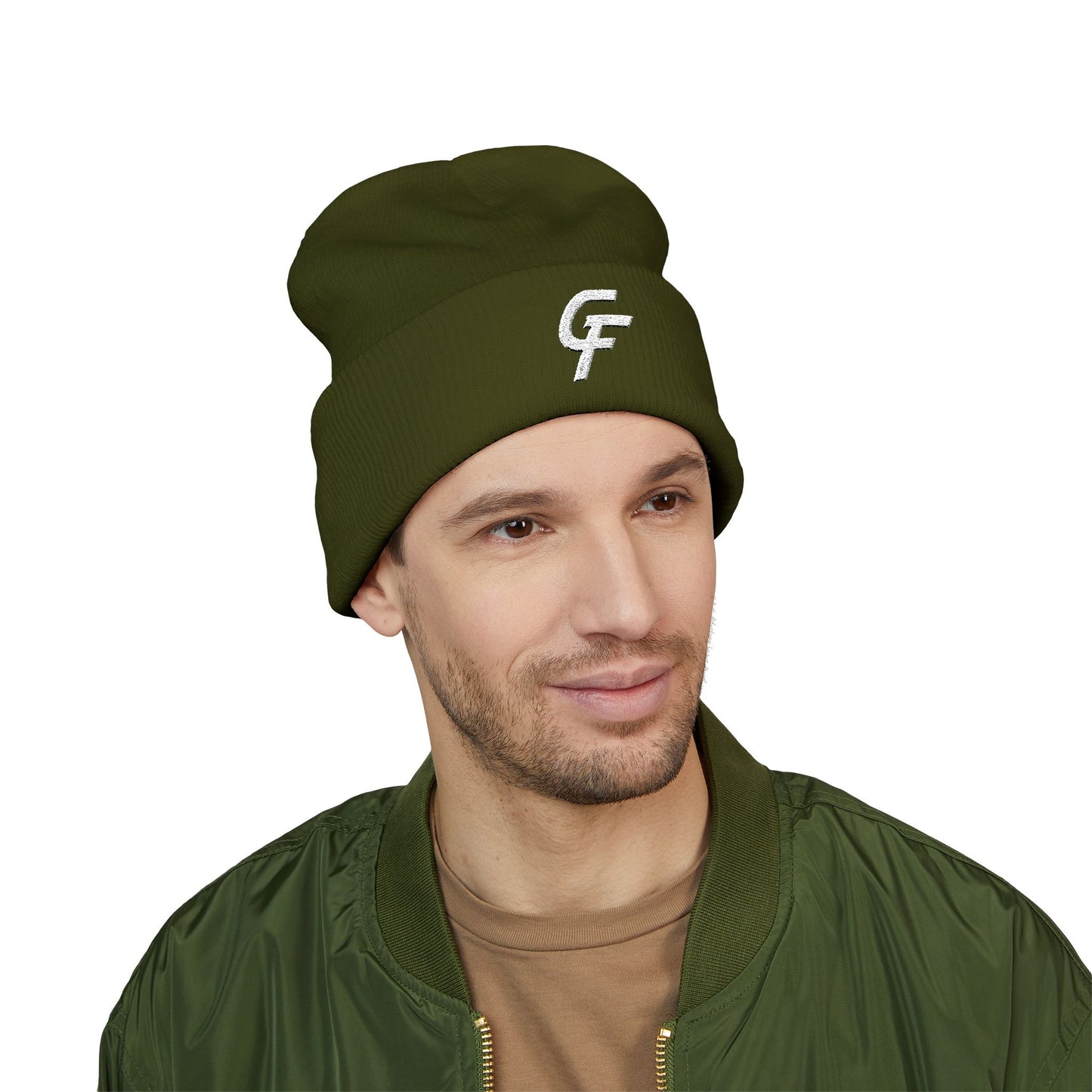 Embroidered Cuffed Beanie — Minimal CF Logo Knit Hat