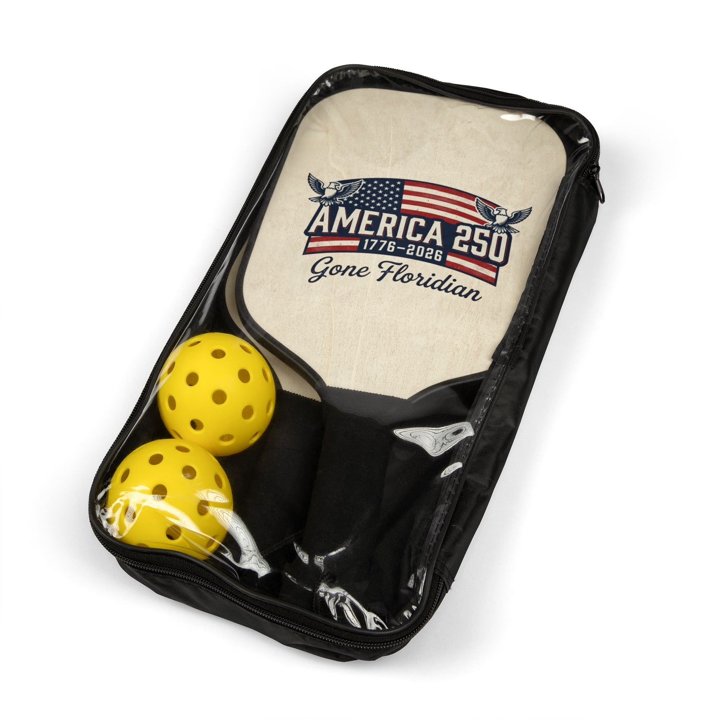 Pickleball Paddle Set – “America 250 Gone Floridian” Patriotic Pickleball Kit (2 Paddles + Balls)