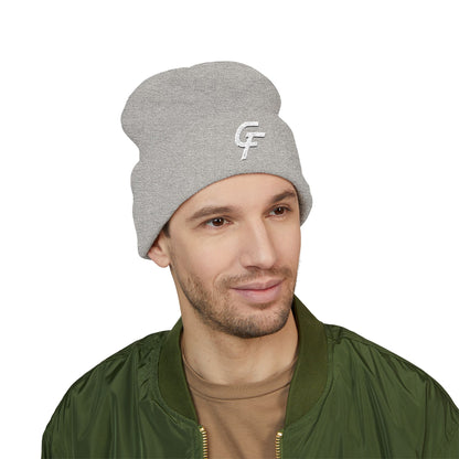 Embroidered Cuffed Beanie — Minimal CF Logo Knit Hat
