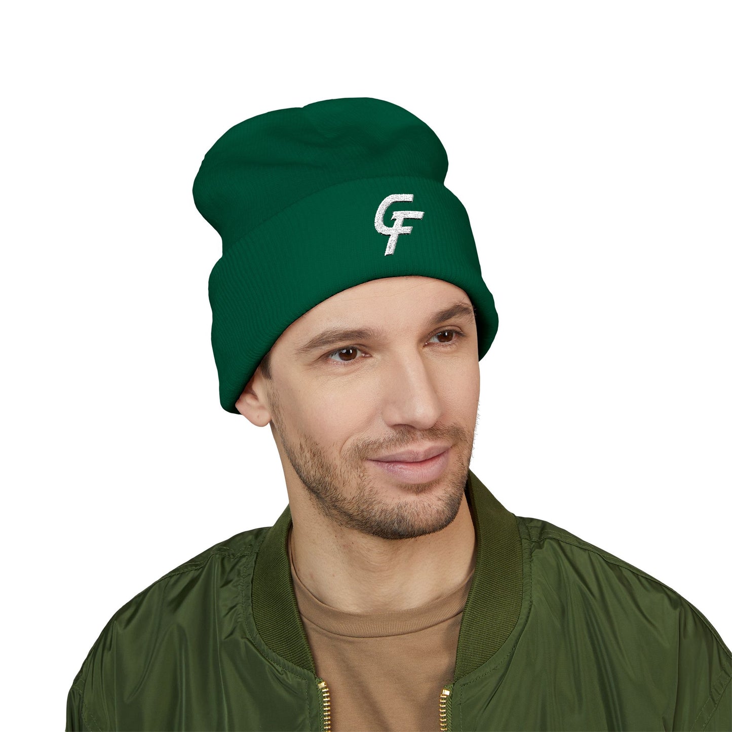 Embroidered Cuffed Beanie — Minimal CF Logo Knit Hat