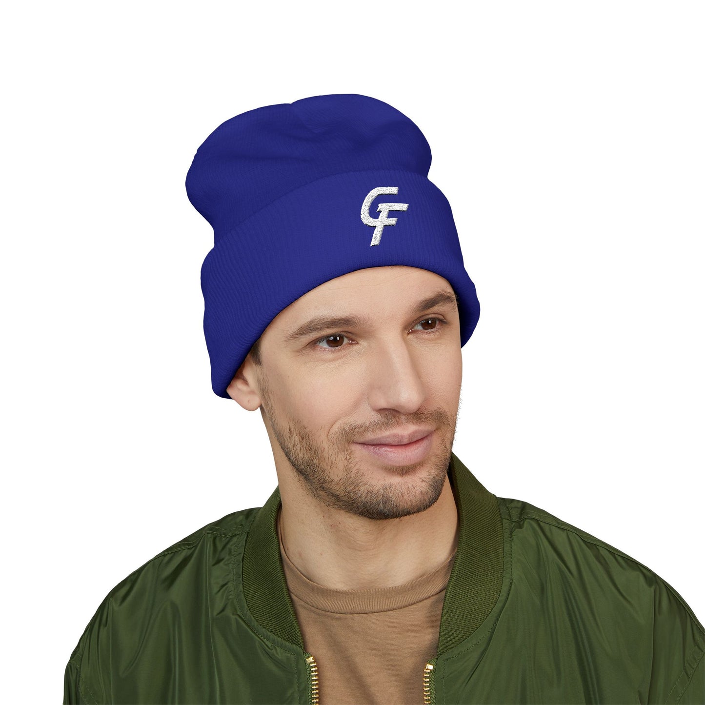 Embroidered Cuffed Beanie — Minimal CF Logo Knit Hat