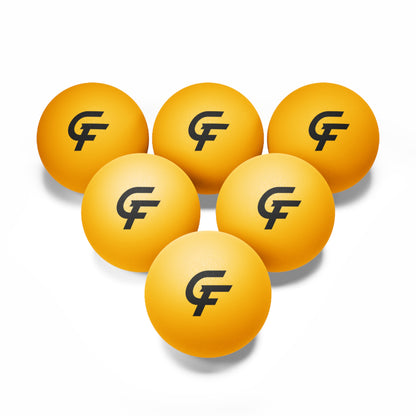 Ping Pong Balls (6 Pack) — White Table Tennis Balls with CF Logo — Practice & Recreation
