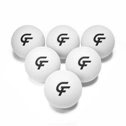 Ping Pong Balls (6 Pack) — White Table Tennis Balls with CF Logo — Practice & Recreation