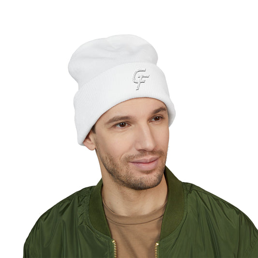 Embroidered Cuffed Beanie — Minimal CF Logo Knit Hat
