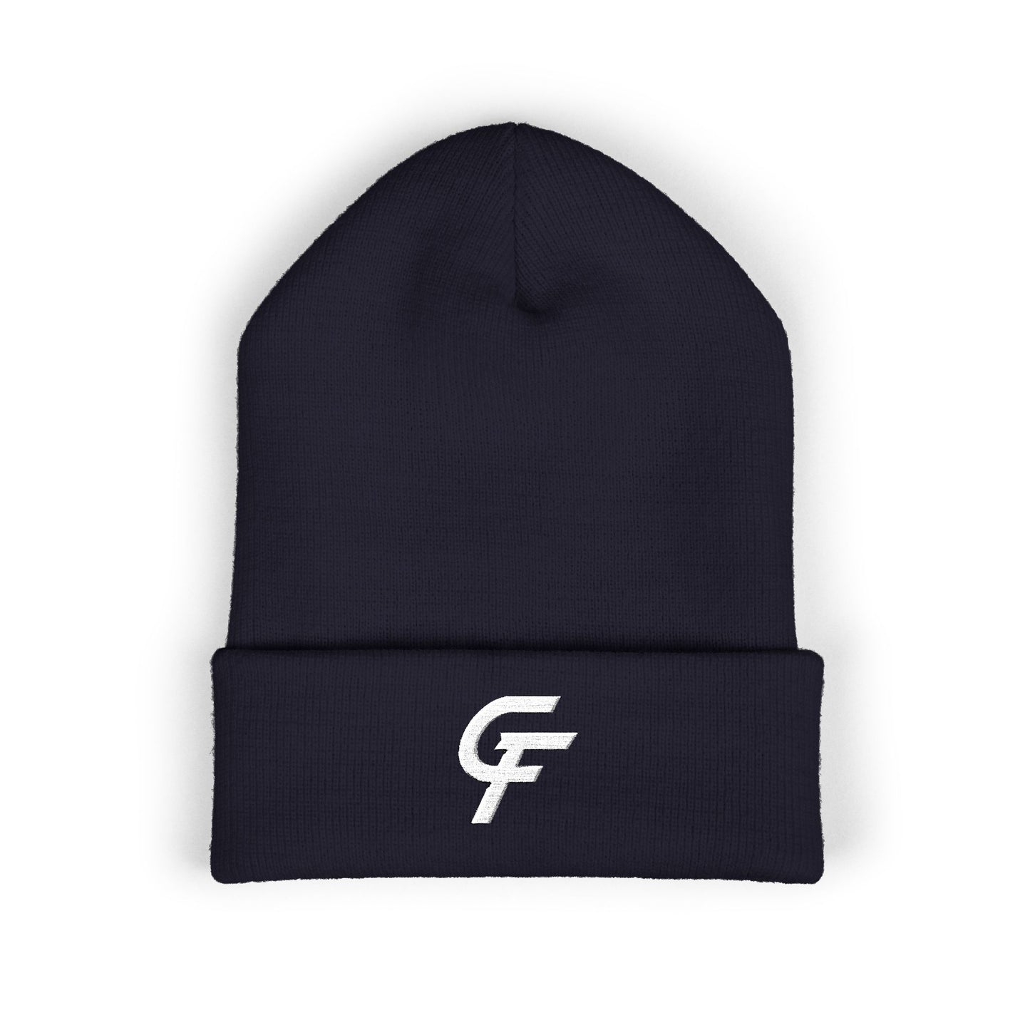 Embroidered Cuffed Beanie — Minimal CF Logo Knit Hat