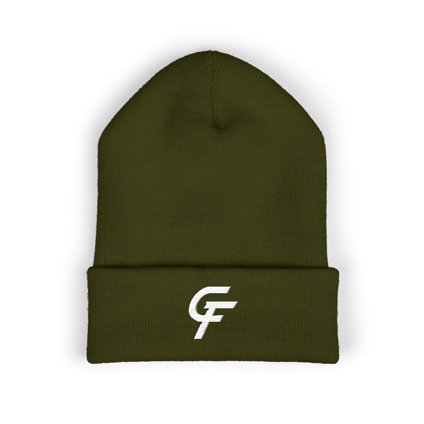 Embroidered Cuffed Beanie — Minimal CF Logo Knit Hat
