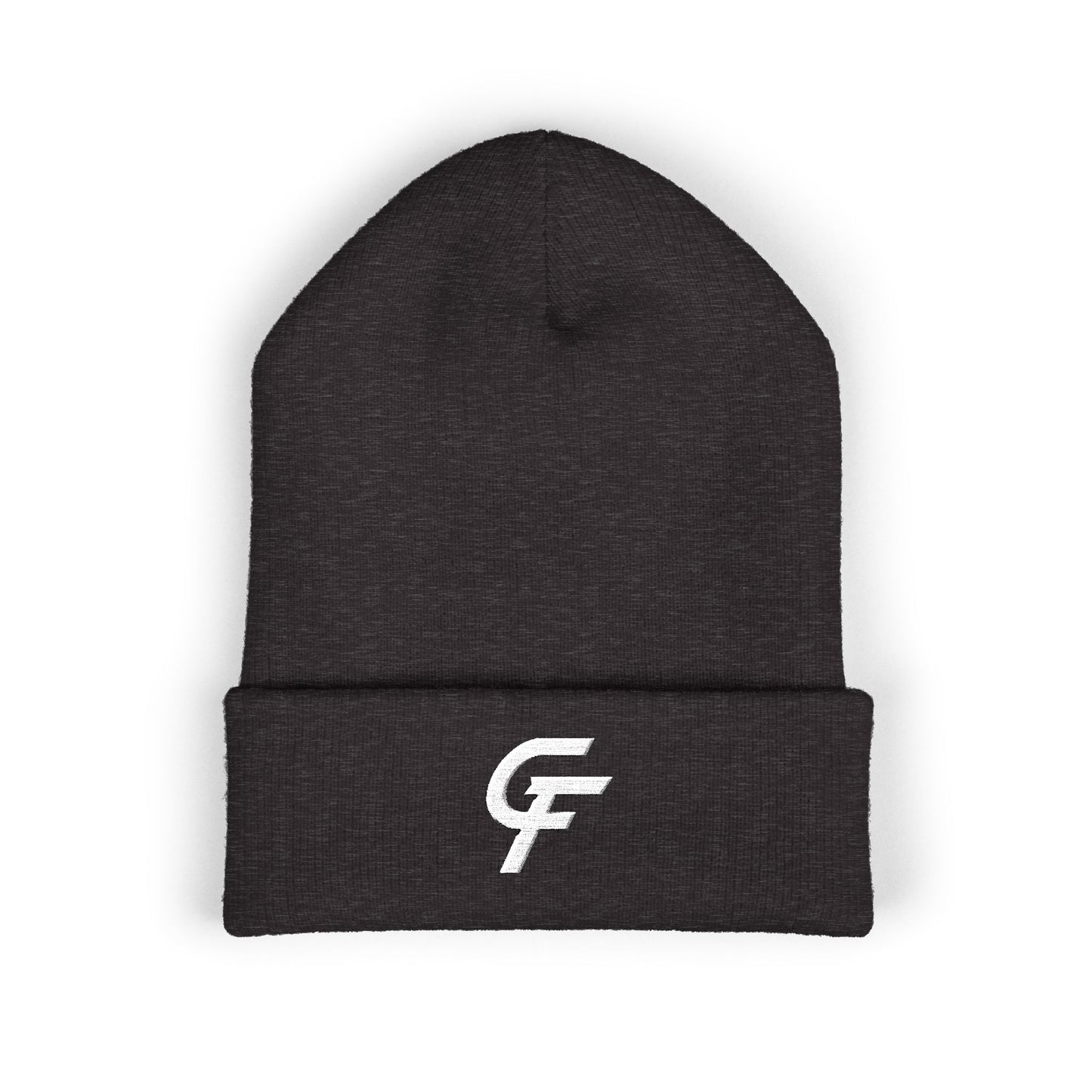 Embroidered Cuffed Beanie — Minimal CF Logo Knit Hat